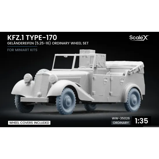 Scalex Ww-35026 1/35 Kfz 1 Type-170 Vk Gelandereifen Ordinary Wheel Set For Miniart