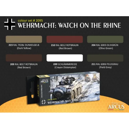 Arcus 2095 Enamel Paints Set Wehrmacht Watch On The Rhine 6 Colors In Set 10ml