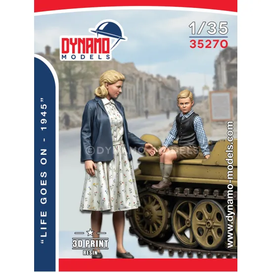 Dynamo Models 35270 1/35 Civilian Life Goes On Mom And Son 3d Printed Kit