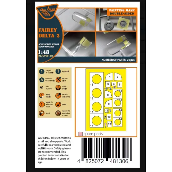 Clear Prop Cpa48130 1/48 Fairey Delta 2 Double-sided Painting Mask For Dora Wings Kit