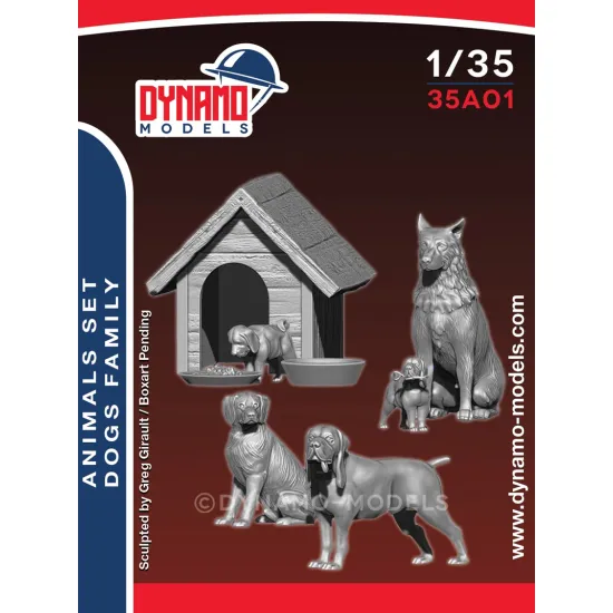 Dynamo Models 35a001 1/35 Animal Set Family Of Dogs 5 Pcs 3d Printed Kit