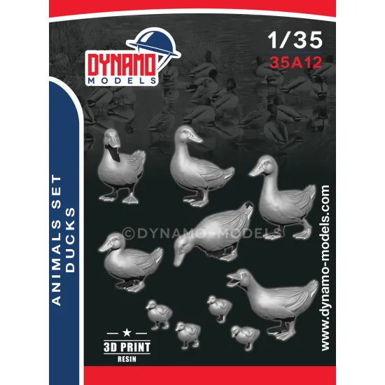 Dynamo Models 35a12 1/35 Animal Set Ducks 10 Figures 3d Printed Kit