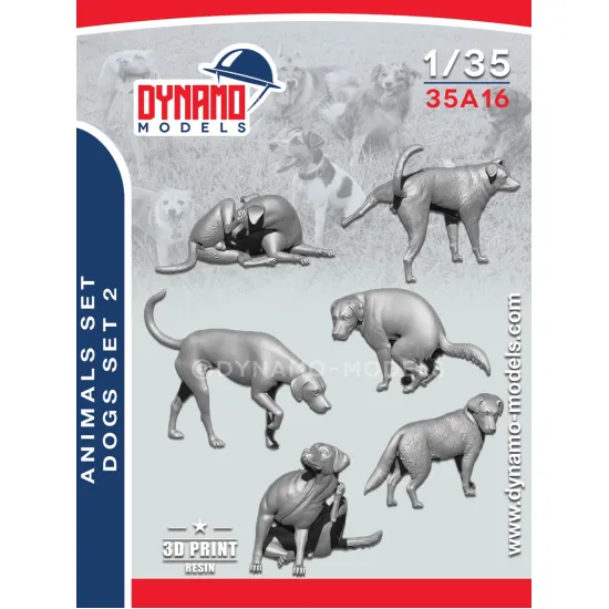 Dynamo Models 35a16 1/35 Animal Set Dogs 6 Pcs 3d Printed Kit