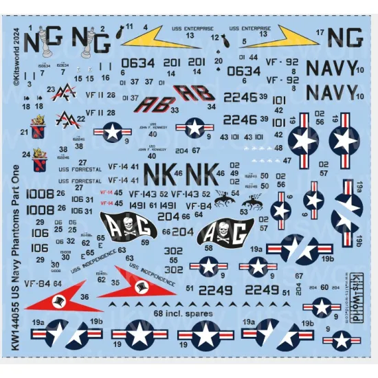 Kits World Kw144055 1/144 Decal For F-4b Phantom Us Navy