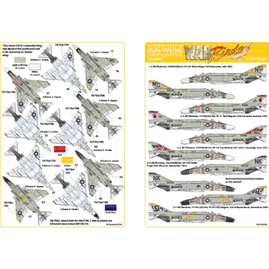 Kits World Kw144055 1/144 Decal For F-4b Phantom Us Navy