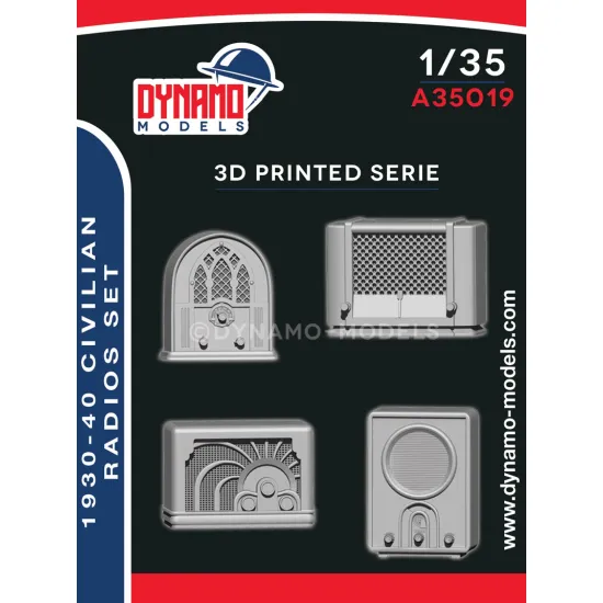 Dynamo Models A35019 1/35 Civilian Radios Set 1930-40s 4pcs 3d Printed Resin Kit