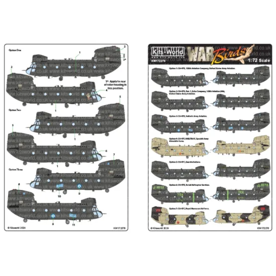Kits World Kw172278 1/72 Decal For Ch-47c/D/F Chinook