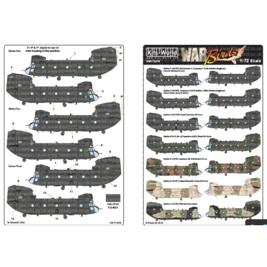 Kits World Kw172279 1/72 Decal For Ch-47/D/C/F/J Hc 4 Chinook