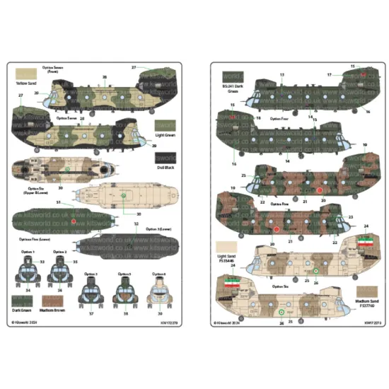 Kits World Kw172279 1/72 Decal For Ch-47/D/C/F/J Hc 4 Chinook