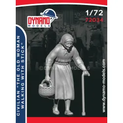 Dynamo Models 72034 1/72 Civilian The Old Woman Walking With Stick 3d Printed Resin Kit
