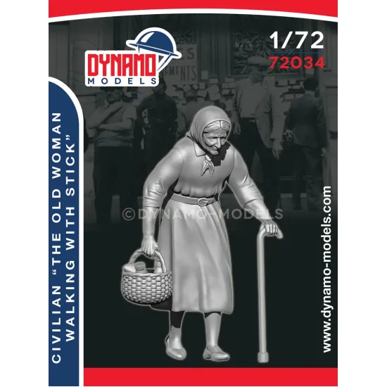 Dynamo Models 72034 1/72 Civilian The Old Woman Walking With Stick 3d Printed Resin Kit