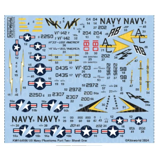 Kits World Kw144056 1/144 Decal For F-4b Phantom- Us Navy