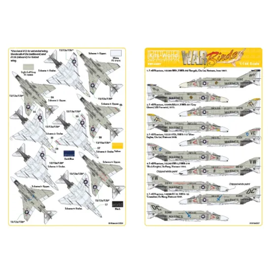 Kits World Kw144057 1/144 Decal For F-4b Phantom- Us Marine Corps