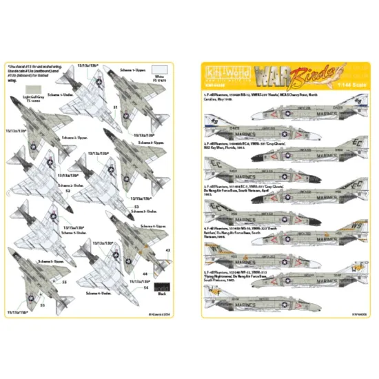 Kits World Kw144058 1/144 Decal For F-4b/C Phantom- Us Marine Corps