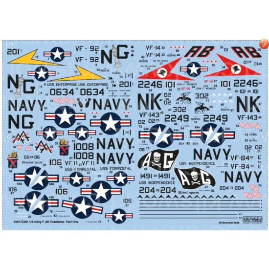 Kits World Kw172281 1/72 Decal For F-4b/C Phantom- Us Marine Corps