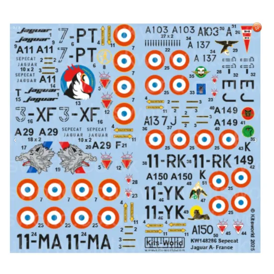 Kits World Kw148286 1/48 Decal For Sepecat Jaguar A French Aircraft