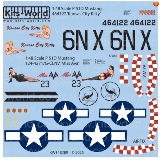 Kits World Kw148289 1/48 Decal For North American P-51 D Mustang