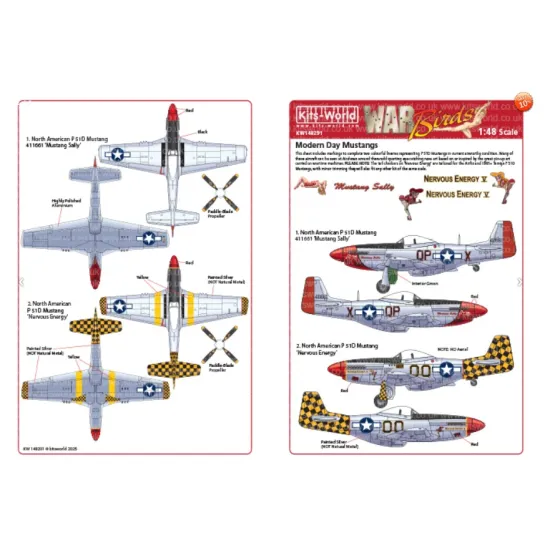 Kits World Kw148291 1/48 Decal For North American P-51 D Mustang