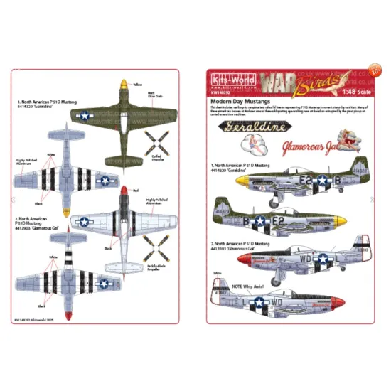 Kits World Kw148292 1/48 Decal For North American P-51 D Mustang