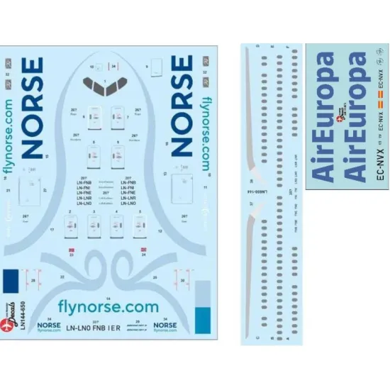 Lima November Decals 144-673 1/144 Decal For Air Europe B787-900 In Norse Cs