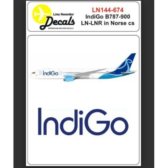 Lima November Decals 144-674 1/144 Decal For Indigo B787-900 In Norse Cs