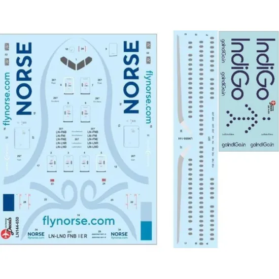 Lima November Decals 144-674 1/144 Decal For Indigo B787-900 In Norse Cs