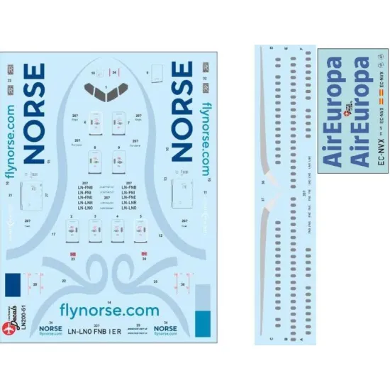 Lima November Decals 200-78 1/200 Decal For Air Europe B787-900 In Norse Cs