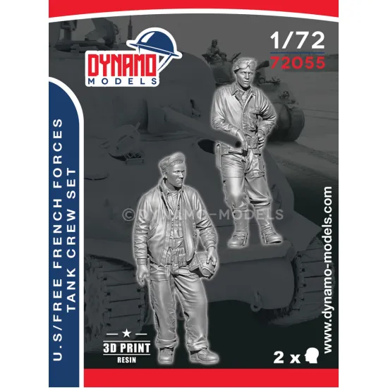 Dynamo Models 72055 1/72 U.s/Free French Forces Tank Crew 3d Printed Resin Kit