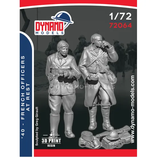 Dynamo Models 72064 1/72 1940 French Officers At Rest Set 3d Printed Resin Kit