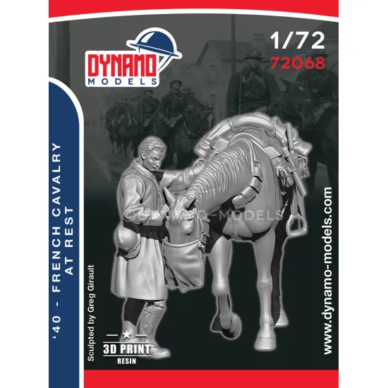 Dynamo Models 72068 1/72 1940 French Cavalry At Rest 3d Printed Resin Kit