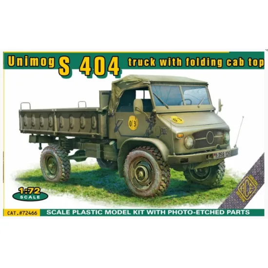 Ace 72466 1/72 Unimog S 404 Pickup With Folding Cab Top Plastic Model Kit