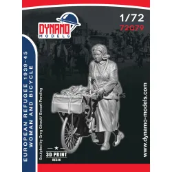 Dynamo Models 72079 1/72 Civilian Refugee Woman And Bicycle 3d Printed Resin Kit