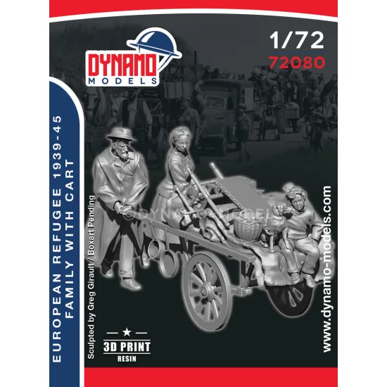 Dynamo Models 72080 1/72 Civilian Refugee Family With Cart 3d Printed Resin Kit