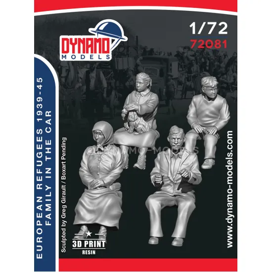 Dynamo Models 72081 1/72 Civilian Refugee Family In The Car 3d Printed Resin Kit