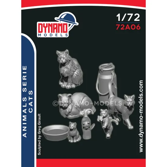 Dynamo Models 72a06 1/72 Animal Serie Cats Family 6 Figures 3d Printed Resin Kit