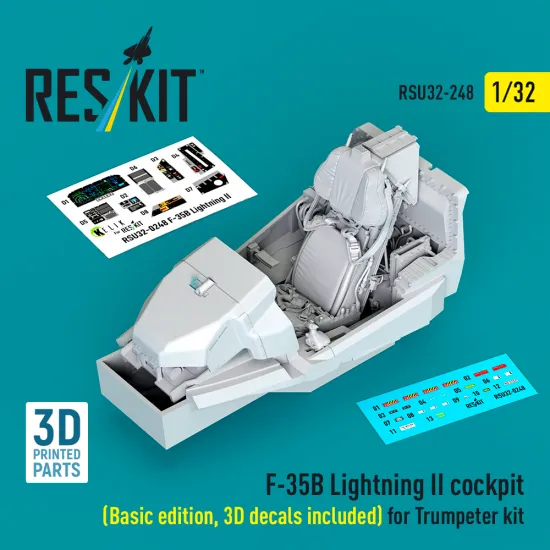 Reskit RSU32-0248 1/32 ​F-35B Lightning II cockpit and 3D decals for Trumpeter