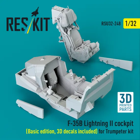 Reskit RSU32-0248 1/32 ​F-35B Lightning II cockpit and 3D decals for Trumpeter