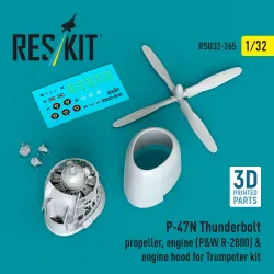 Reskit RSU32-0265 1/32 ​P-47N Thunderbolt propeller engine PW R-2800 and engine hood for Trumpeter