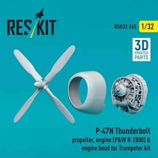Reskit RSU32-0265 1/32 ​P-47N Thunderbolt propeller engine PW R-2800 and engine hood for Trumpeter