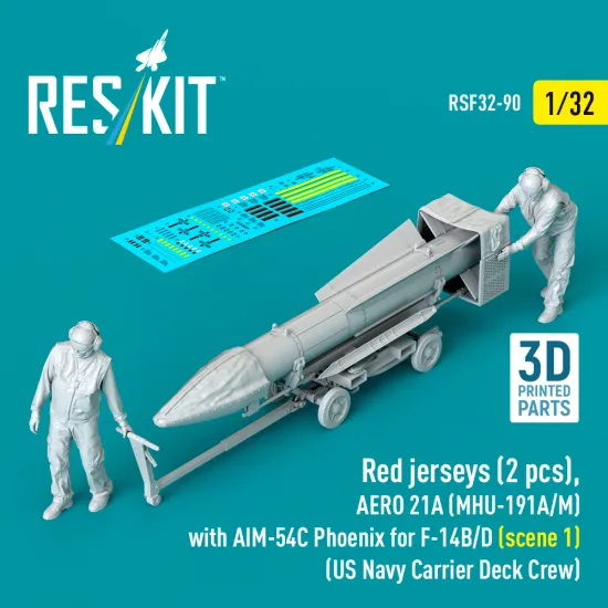 Reskit Rsf32-0090 1/32 Red Jerseys Aero 21a Mhu-191a/M With Aim-54c Phoenix For F-14b/D Us Navy Carrier Deck Crew