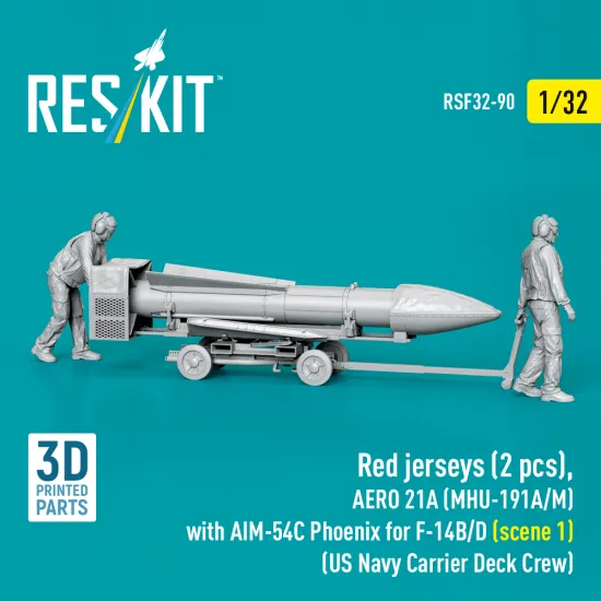Reskit Rsf32-0090 1/32 Red Jerseys Aero 21a Mhu-191a/M With Aim-54c Phoenix For F-14b/D Us Navy Carrier Deck Crew