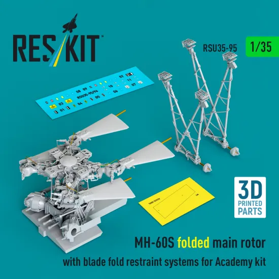 Reskit Rsu35-0095 1/35 Mh-60s Folded Main Rotor With Blade Fold Restraint Systems For Academy