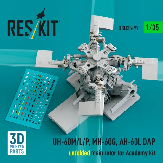 Reskit Rsu35-0097 1/35 Uh-60m/L/P Mh-60g Ah-60l Dap Unfolded Main Rotor Academy