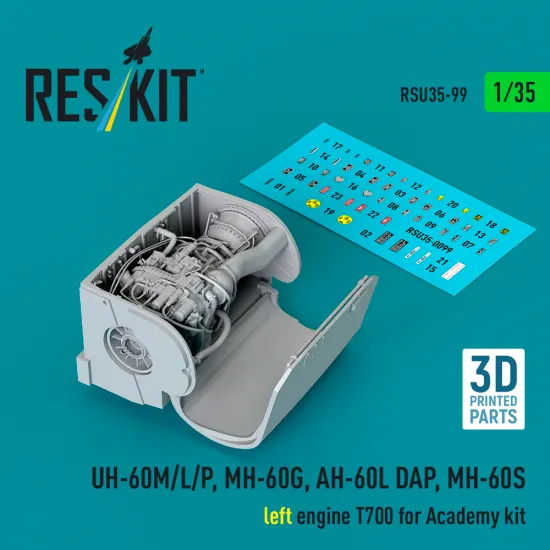 Reskit Rsu35-0099 1/35 Uh-60m/L/P Mh-60g Ah-60l Dap Mh-60s Left Engine T700 Academy