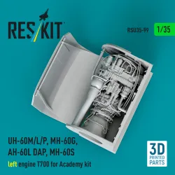 Reskit Rsu35-0099 1/35 Uh-60m/L/P Mh-60g Ah-60l Dap Mh-60s Left Engine T700 Academy