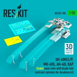 Reskit Rsu35-0100 1/35 Uh-60m/L/P Mh-60g Ah-60l Dap Folded Main Rotor With Blade Fold Restraint Systems For Academy