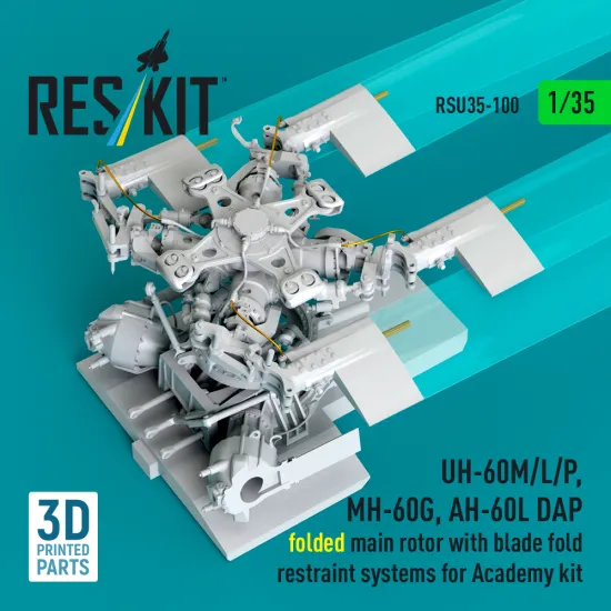 Reskit Rsu35-0100 1/35 Uh-60m/L/P Mh-60g Ah-60l Dap Folded Main Rotor With Blade Fold Restraint Systems For Academy