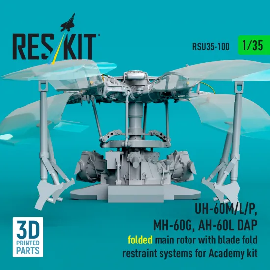 Reskit Rsu35-0100 1/35 Uh-60m/L/P Mh-60g Ah-60l Dap Folded Main Rotor With Blade Fold Restraint Systems For Academy