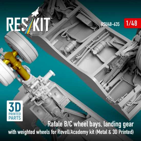 Reskit Rsu48-0635 1/48 Rafale B/C Wheel Bays Landing Gear With Weighted Wheels For Revell/Academy