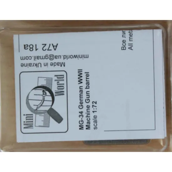 Us Stock Mg-34 Gun Barrel 2 Pieces 1/72 Mini World 7218a